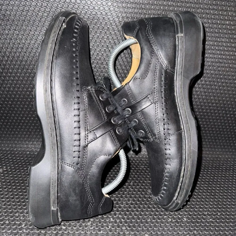 Ecco Fusion Moc Toe Oxford Black Leather Shoes Sneakers Mens Size 7 (41)